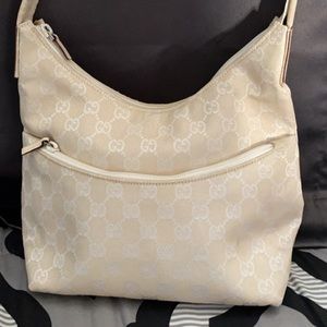 Gucci Vintage GG Canvas Hobo Tan